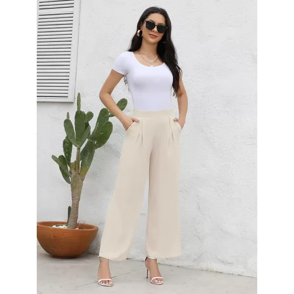 Arolina High Waisted Wide Leg Pants for Women Casual Flowy Long Loose Fit Palazzo Lounge Pants with PocketsC Darkbeige