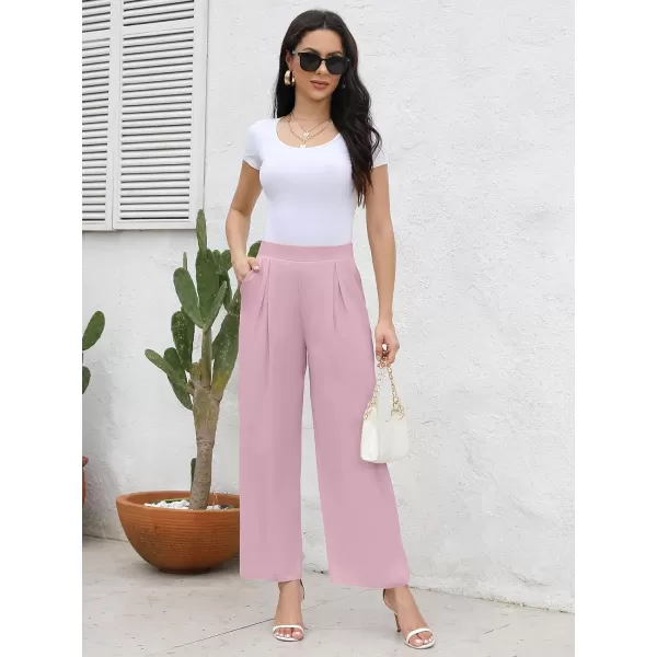 Arolina High Waisted Wide Leg Pants for Women Casual Flowy Long Loose Fit Palazzo Lounge Pants with PocketsC Pink