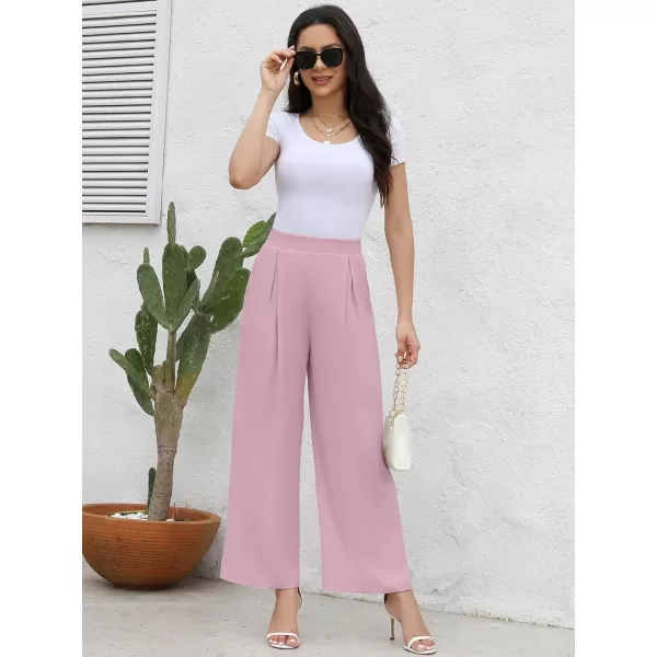 Arolina High Waisted Wide Leg Pants for Women Casual Flowy Long Loose Fit Palazzo Lounge Pants with PocketsC Pink