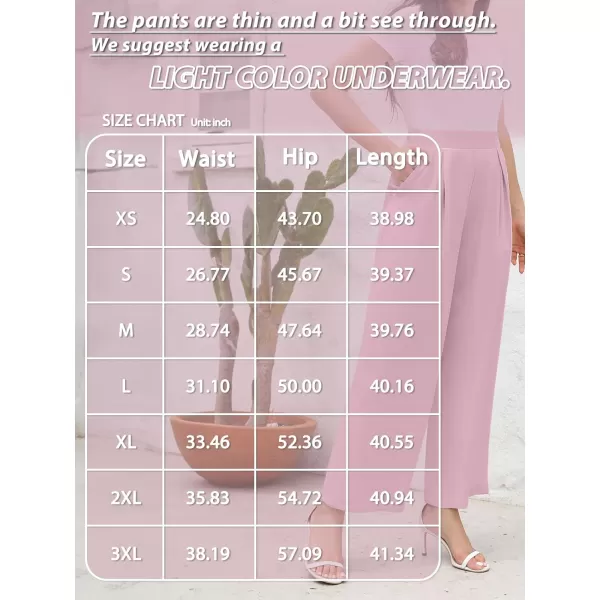 Arolina High Waisted Wide Leg Pants for Women Casual Flowy Long Loose Fit Palazzo Lounge Pants with PocketsC Pink