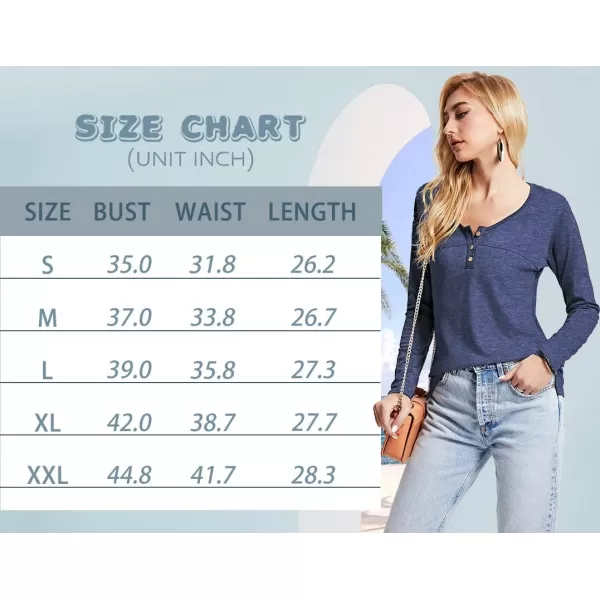 Arolina Womens Casual Long Sleeve Tunic Tops Round Neck Fall TShirts Blouses Slim Fit Basic Crewneck T ShirtNavy Blue