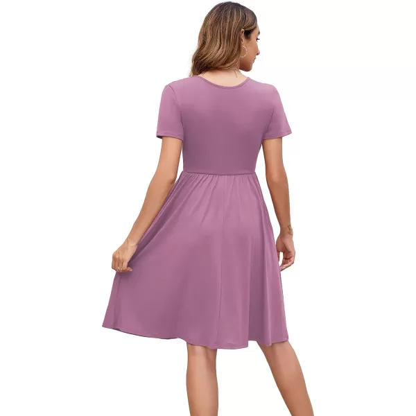 Arolina Womens Casual Loose Short Sleeve Dresses Empire Waist Knee Length Dress with Pockets 2024 Summer TShirt DressMauve