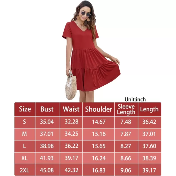 Arolina Womens Casual Swing Shift Dress Summer V Neck Short Sleeve Babydoll Ruffle Dress Tunic DressA Apricot