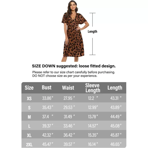 Arolina Womens Short Sleeve V Neck A Line Casual Summer Midi Dress Comfy Elastic Waist Party Dresses with PocketsBlackb Leopard