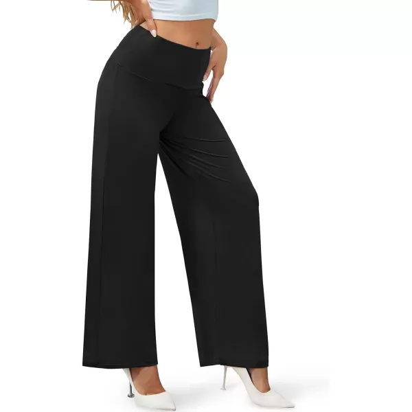 Arolina Womens Stretchy Wide Leg Palazzo Lounge Pants Casual Comfy High Waist Palazzo PantsBlack