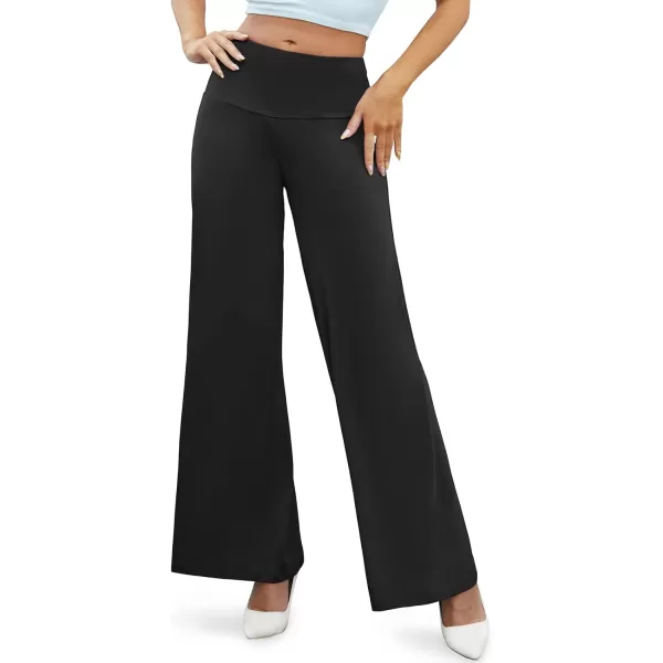 Arolina Womens Stretchy Wide Leg Palazzo Lounge Pants Casual Comfy High Waist Palazzo PantsBlack