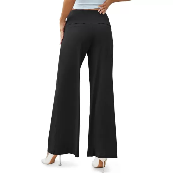 Arolina Womens Stretchy Wide Leg Palazzo Lounge Pants Casual Comfy High Waist Palazzo PantsBlack