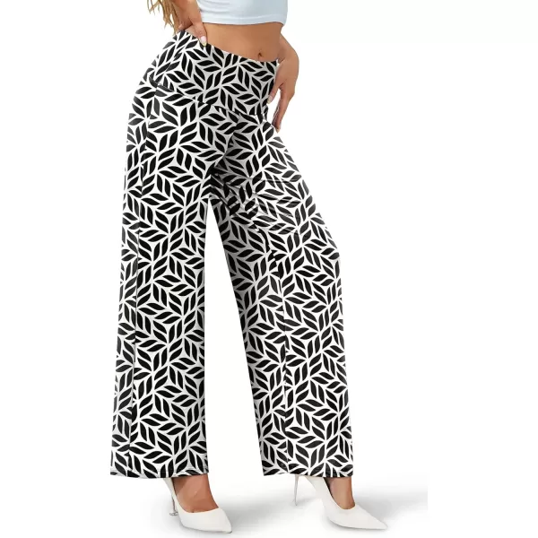 Arolina Womens Stretchy Wide Leg Palazzo Lounge Pants Casual Comfy High Waist Palazzo PantsBlack White