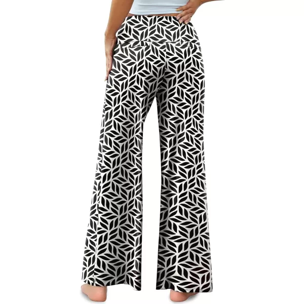 Arolina Womens Stretchy Wide Leg Palazzo Lounge Pants Casual Comfy High Waist Palazzo PantsBlack White