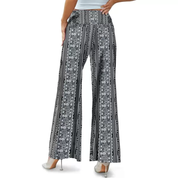 Arolina Womens Stretchy Wide Leg Palazzo Lounge Pants Casual Comfy High Waist Palazzo PantsBlackwhite Folk