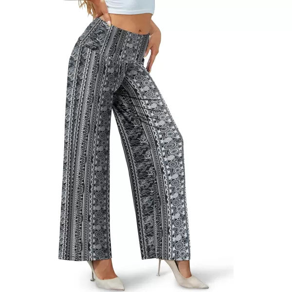 Arolina Womens Stretchy Wide Leg Palazzo Lounge Pants Casual Comfy High Waist Palazzo PantsBlackwhite Folk