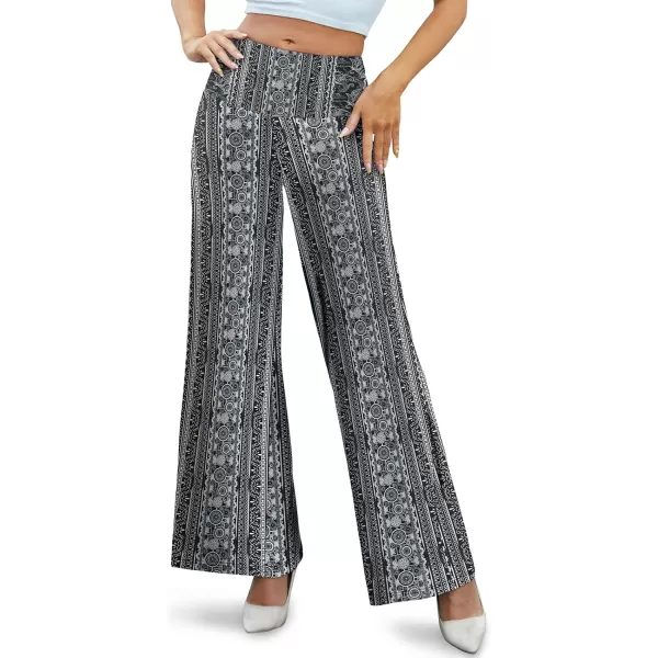 Arolina Womens Stretchy Wide Leg Palazzo Lounge Pants Casual Comfy High Waist Palazzo PantsBlackwhite Folk