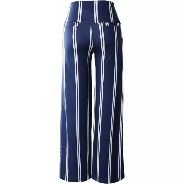 Arolina Womens Stretchy Wide Leg Palazzo Lounge Pants Casual Comfy High Waist Palazzo PantsBlue Stripe