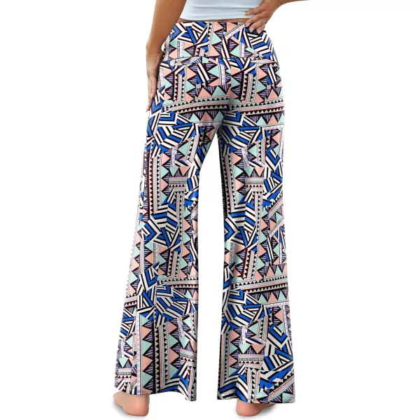 Arolina Womens Stretchy Wide Leg Palazzo Lounge Pants Casual Comfy High Waist Palazzo PantsBluegreenprint