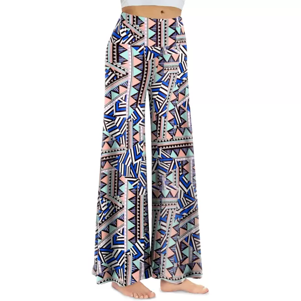 Arolina Womens Stretchy Wide Leg Palazzo Lounge Pants Casual Comfy High Waist Palazzo PantsBluegreenprint