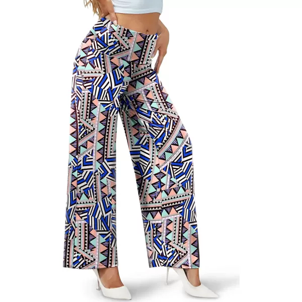 Arolina Womens Stretchy Wide Leg Palazzo Lounge Pants Casual Comfy High Waist Palazzo PantsBluegreenprint