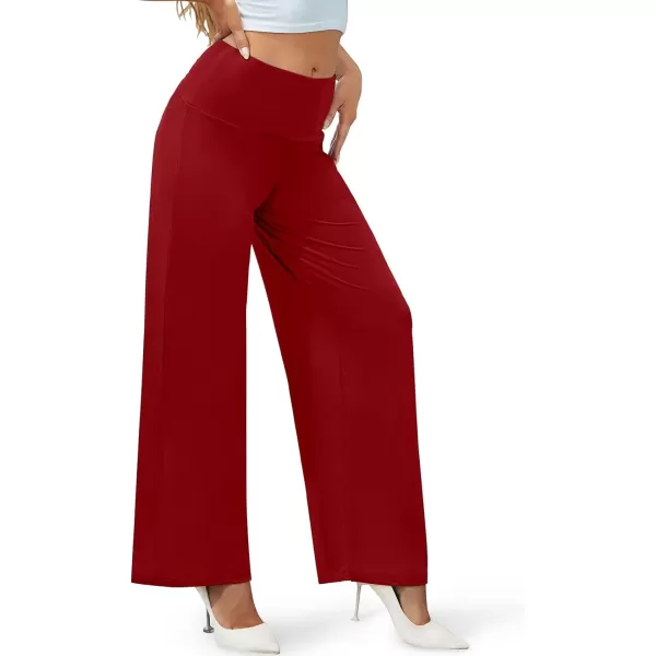Arolina Womens Stretchy Wide Leg Palazzo Lounge Pants Casual Comfy High Waist Palazzo PantsBurgundy