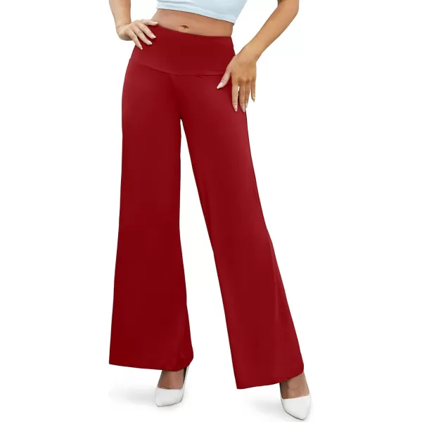 Arolina Womens Stretchy Wide Leg Palazzo Lounge Pants Casual Comfy High Waist Palazzo PantsBurgundy