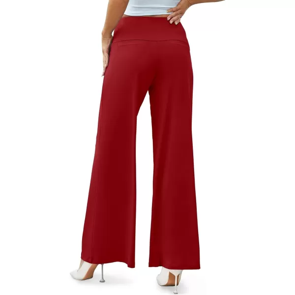 Arolina Womens Stretchy Wide Leg Palazzo Lounge Pants Casual Comfy High Waist Palazzo PantsBurgundy