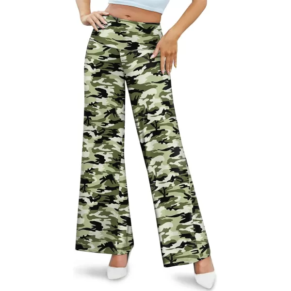 Arolina Womens Stretchy Wide Leg Palazzo Lounge Pants Casual Comfy High Waist Palazzo PantsCamo