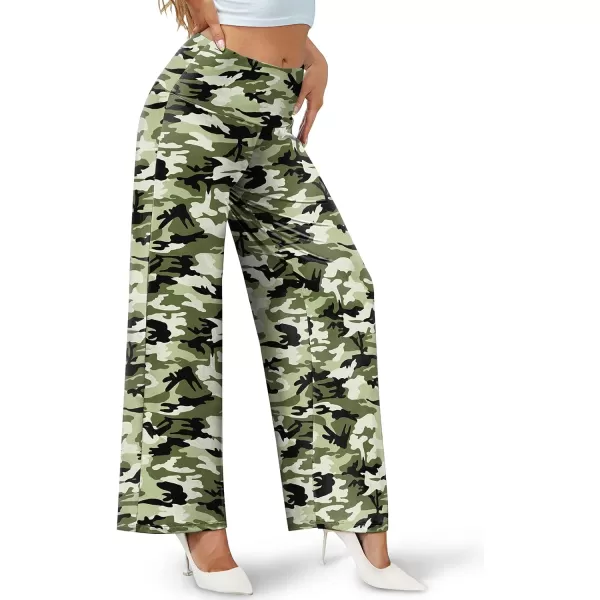 Arolina Womens Stretchy Wide Leg Palazzo Lounge Pants Casual Comfy High Waist Palazzo PantsCamo
