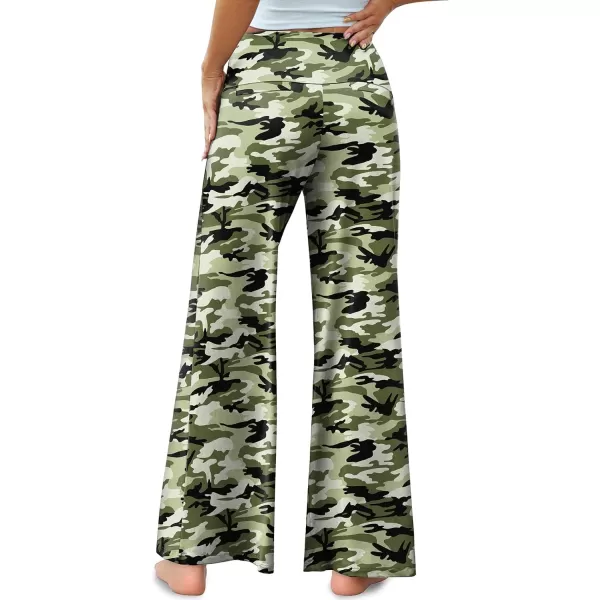 Arolina Womens Stretchy Wide Leg Palazzo Lounge Pants Casual Comfy High Waist Palazzo PantsCamo
