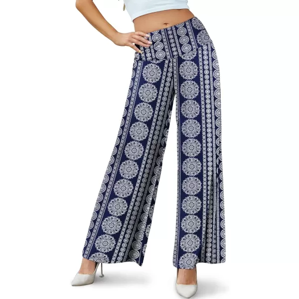 Arolina Womens Stretchy Wide Leg Palazzo Lounge Pants Casual Comfy High Waist Palazzo PantsChakra Blue