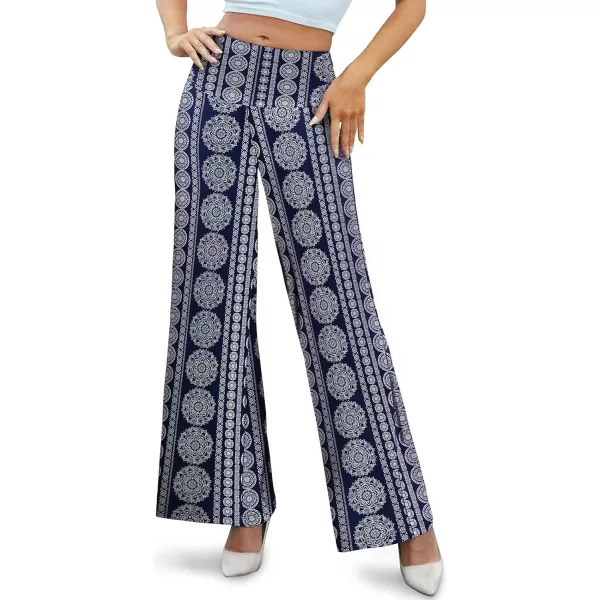 Arolina Womens Stretchy Wide Leg Palazzo Lounge Pants Casual Comfy High Waist Palazzo PantsChakra Blue