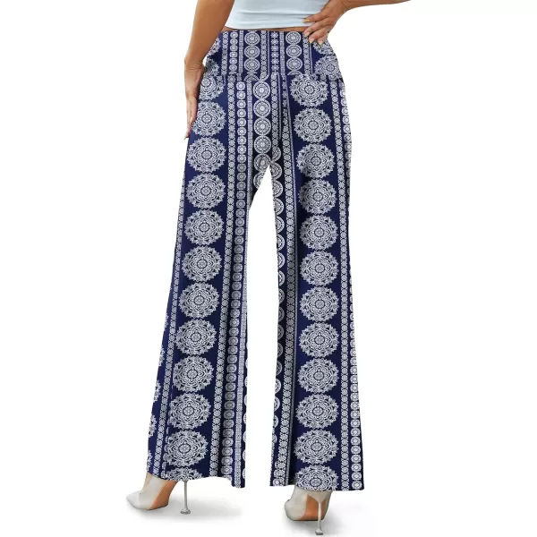 Arolina Womens Stretchy Wide Leg Palazzo Lounge Pants Casual Comfy High Waist Palazzo PantsChakra Blue