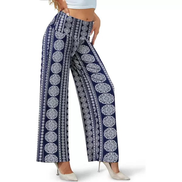 Arolina Womens Stretchy Wide Leg Palazzo Lounge Pants Casual Comfy High Waist Palazzo PantsChakra Blue