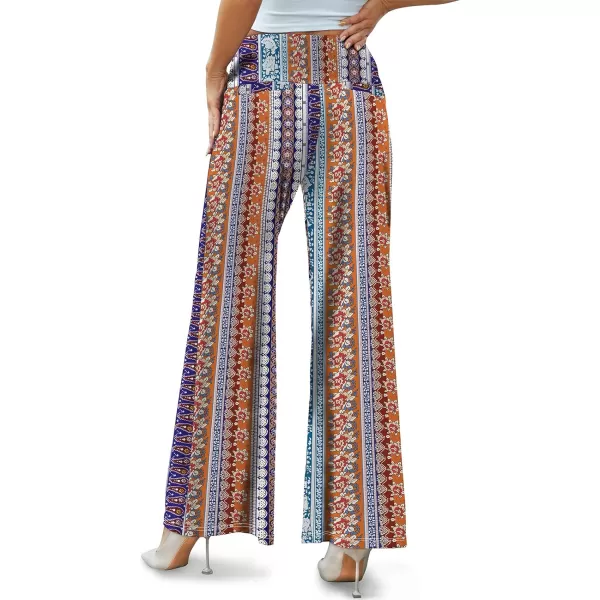 Arolina Womens Stretchy Wide Leg Palazzo Lounge Pants Casual Comfy High Waist Palazzo PantsColorful Folk