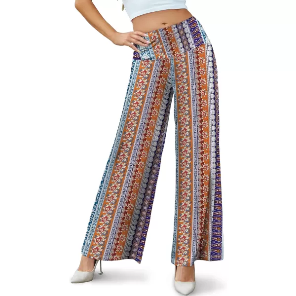 Arolina Womens Stretchy Wide Leg Palazzo Lounge Pants Casual Comfy High Waist Palazzo PantsColorful Folk