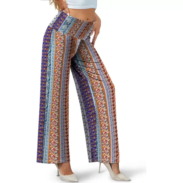 Arolina Womens Stretchy Wide Leg Palazzo Lounge Pants Casual Comfy High Waist Palazzo PantsColorful Folk