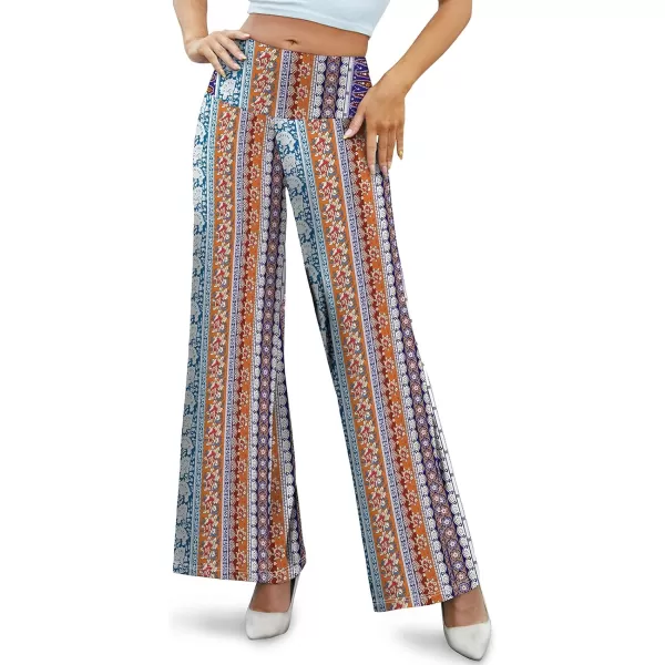 Arolina Womens Stretchy Wide Leg Palazzo Lounge Pants Casual Comfy High Waist Palazzo PantsColorful Folk