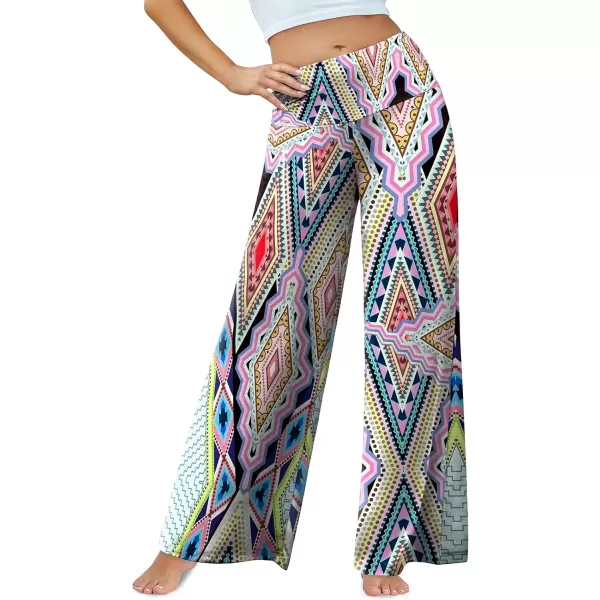 Arolina Womens Stretchy Wide Leg Palazzo Lounge Pants Casual Comfy High Waist Palazzo PantsDiamond Flower