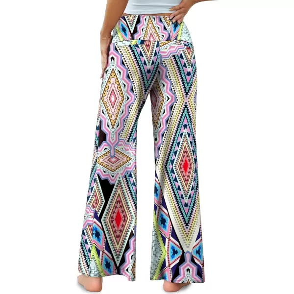 Arolina Womens Stretchy Wide Leg Palazzo Lounge Pants Casual Comfy High Waist Palazzo PantsDiamond Flower