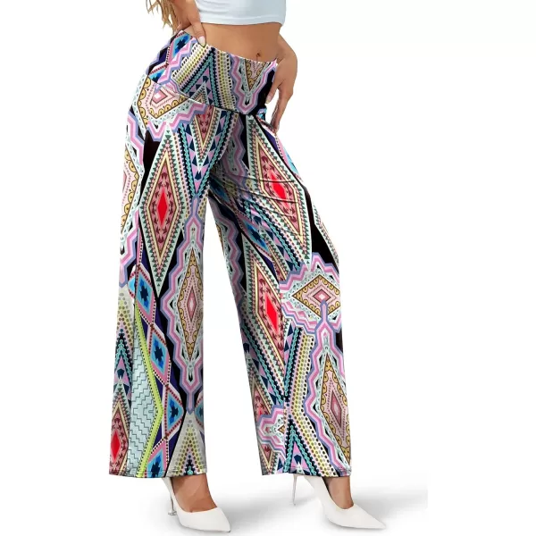 Arolina Womens Stretchy Wide Leg Palazzo Lounge Pants Casual Comfy High Waist Palazzo PantsDiamond Flower