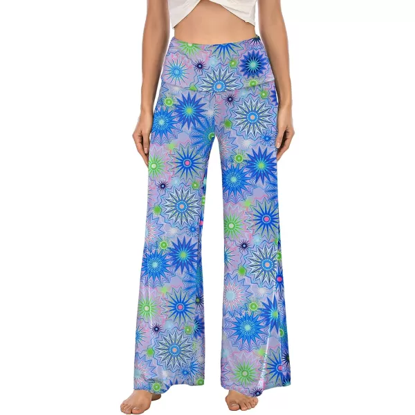 Arolina Womens Stretchy Wide Leg Palazzo Lounge Pants Casual Comfy High Waist Palazzo PantsFloral 12