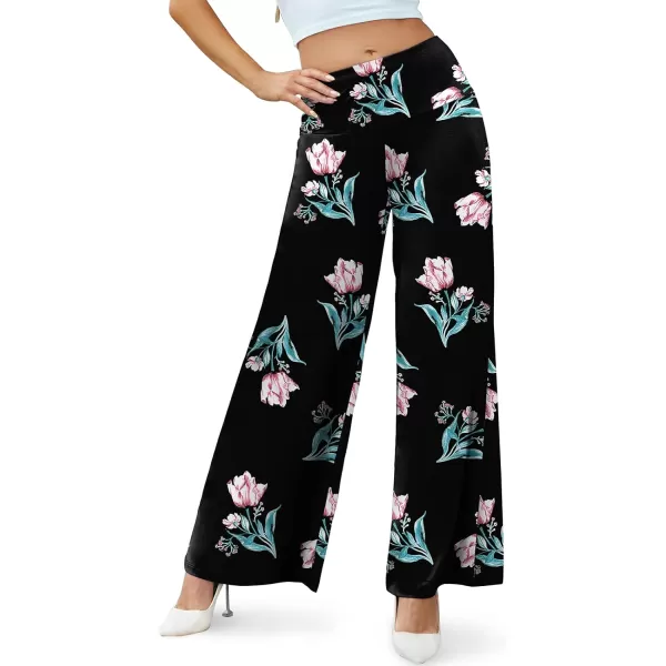 Arolina Womens Stretchy Wide Leg Palazzo Lounge Pants Casual Comfy High Waist Palazzo PantsFloral 8