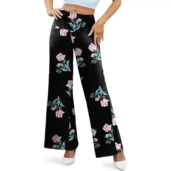 Arolina Womens Stretchy Wide Leg Palazzo Lounge Pants Casual Comfy High Waist Palazzo PantsFloral 8
