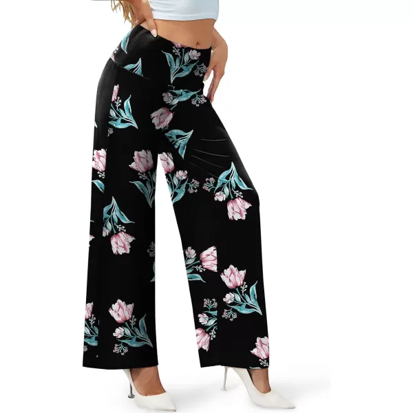 Arolina Womens Stretchy Wide Leg Palazzo Lounge Pants Casual Comfy High Waist Palazzo PantsFloral 8