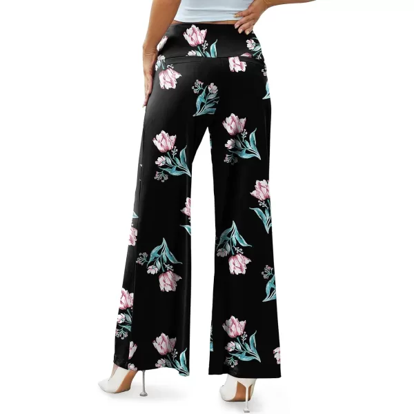 Arolina Womens Stretchy Wide Leg Palazzo Lounge Pants Casual Comfy High Waist Palazzo PantsFloral 8