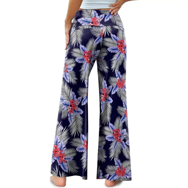 Arolina Womens Stretchy Wide Leg Palazzo Lounge Pants Casual Comfy High Waist Palazzo PantsFloral 9