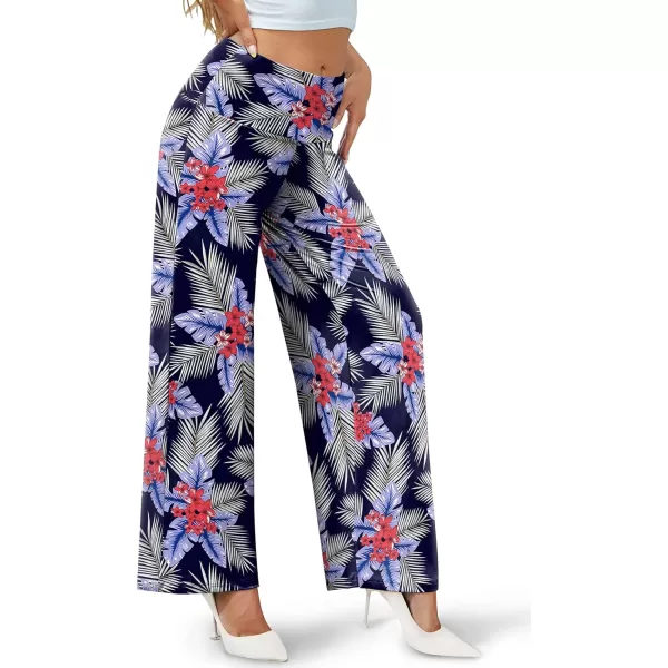 Arolina Womens Stretchy Wide Leg Palazzo Lounge Pants Casual Comfy High Waist Palazzo PantsFloral 9