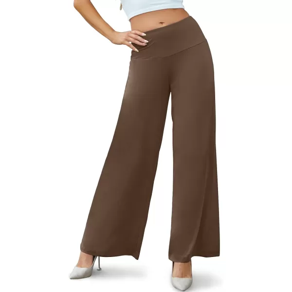 Arolina Womens Stretchy Wide Leg Palazzo Lounge Pants Casual Comfy High Waist Palazzo PantsLight Brown