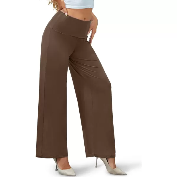 Arolina Womens Stretchy Wide Leg Palazzo Lounge Pants Casual Comfy High Waist Palazzo PantsLight Brown