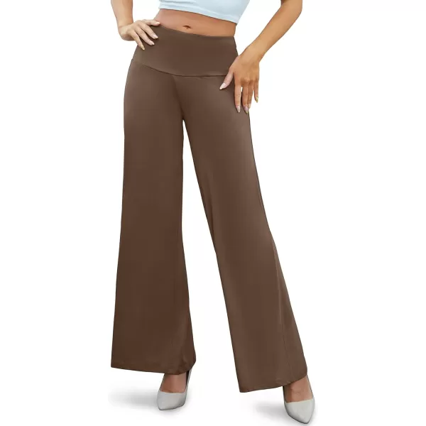 Arolina Womens Stretchy Wide Leg Palazzo Lounge Pants Casual Comfy High Waist Palazzo PantsLight Brown