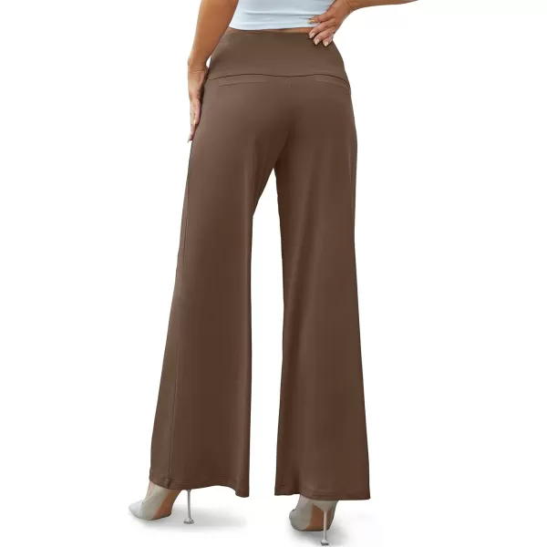 Arolina Womens Stretchy Wide Leg Palazzo Lounge Pants Casual Comfy High Waist Palazzo PantsLight Brown