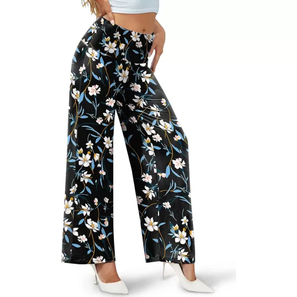 Arolina Womens Stretchy Wide Leg Palazzo Lounge Pants Casual Comfy High Waist Palazzo PantsLittle Flower