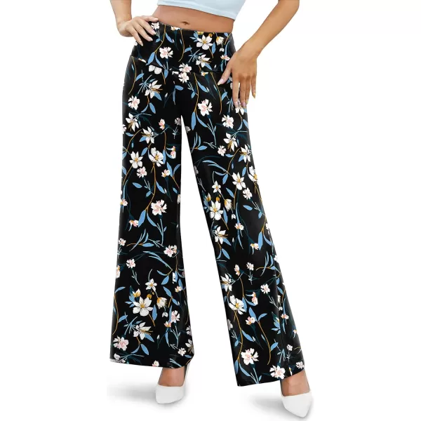 Arolina Womens Stretchy Wide Leg Palazzo Lounge Pants Casual Comfy High Waist Palazzo PantsLittle Flower